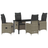 Set da Pranzo per Giardino 5 pcs Grigio polyrattan