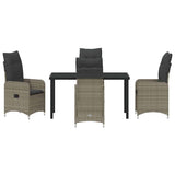 Set da Pranzo per Giardino 5 pcs Grigio polyrattan
