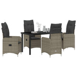 Set da Pranzo per Giardino 5 pcs Grigio polyrattan