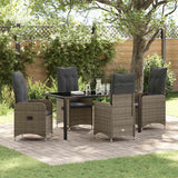 Set da Pranzo per Giardino 5 pcs Grigio polyrattan