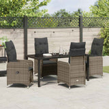Set da Pranzo per Giardino 5 pcs Grigio polyrattan