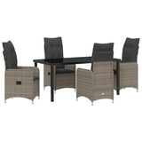 Set da Pranzo per Giardino 5 pcs Grigio polyrattan