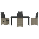 Set da Pranzo per Giardino 5 pcs Grigio polyrattan