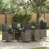 Set da Pranzo per Giardino 7 pcs Grigio polyrattan