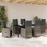 Set da Pranzo per Giardino 7 pcs Grigio polyrattan