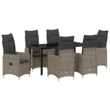 Set da Pranzo per Giardino 7 pcs Grigio polyrattan