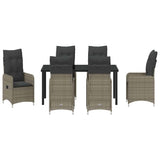 Set da Pranzo per Giardino 7 pcs Grigio polyrattan