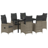 Set da Pranzo per Giardino 7 pcs Grigio polyrattan