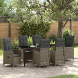 Set da Pranzo per Giardino 7 pcs Grigio polyrattan