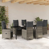 Set da Pranzo per Giardino 7 pcs Grigio polyrattan