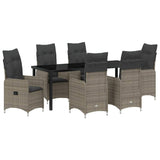 Set da Pranzo per Giardino 7 pcs Grigio polyrattan