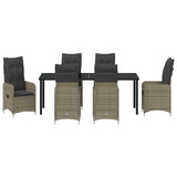 Set da Pranzo per Giardino 7 pcs Grigio polyrattan