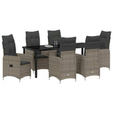 Set da Pranzo per Giardino 7 pcs Grigio polyrattan