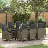 Set da Pranzo per Giardino 9 pcs Grigio polyrattan