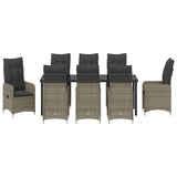 Set da Pranzo per Giardino 9 pcs Grigio polyrattan