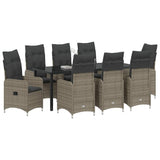 Set da Pranzo per Giardino 9 pcs Grigio polyrattan
