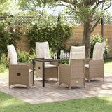 Set da Pranzo per Giardino 5 pcs Beige polyrattan