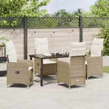 Set da Pranzo per Giardino 5 pcs Beige polyrattan