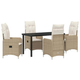 Set da Pranzo per Giardino 5 pcs Beige polyrattan
