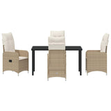 Set da Pranzo per Giardino 5 pcs Beige polyrattan