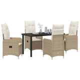 Set da Pranzo per Giardino 5 pcs Beige polyrattan