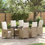 Set da Pranzo per Giardino 7 pcs Beige polyrattan