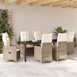 Set da Pranzo per Giardino 7 pcs Beige polyrattan