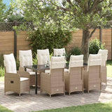 Set da Pranzo per Giardino 9 pcs Beige polyrattan