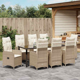Set da Pranzo per Giardino 9 pcs Beige polyrattan