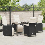Set da Pranzo per Giardino 5 pcs Nero polyrattan