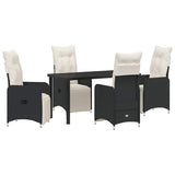 Set da Pranzo per Giardino 5 pcs Nero polyrattan