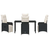 Set da Pranzo per Giardino 5 pcs Nero polyrattan