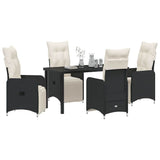 Set da Pranzo per Giardino 5 pcs Nero polyrattan