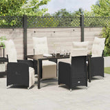 Set da Pranzo per Giardino 5 pcs Nero polyrattan