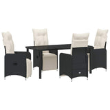 Set da Pranzo per Giardino 5 pcs Nero polyrattan
