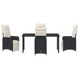 Set da Pranzo per Giardino 5 pcs Nero polyrattan