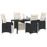 Set da Pranzo per Giardino 5 pcs Nero polyrattan