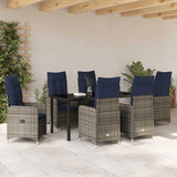 Set da Pranzo per Giardino 7 pcs Nero polyrattan