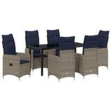 Set da Pranzo per Giardino 7 pcs Nero polyrattan