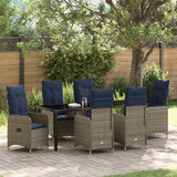 Set da Pranzo per Giardino 7 pcs Nero polyrattan