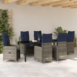 Set da Pranzo per Giardino 7 pcs Nero polyrattan