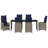 Set da Pranzo per Giardino 7 pcs Nero polyrattan