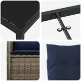 Set da Pranzo per Giardino 9 pcs Nero polyrattan