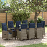 Set da Pranzo per Giardino 9 pcs Nero polyrattan