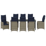 Set da Pranzo per Giardino 9 pcs Nero polyrattan