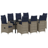 Set da Pranzo per Giardino 9 pcs Nero polyrattan