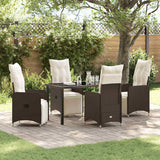 Set da Pranzo per Giardino 5 pcs Marrone polyrattan