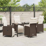 Set da Pranzo per Giardino 5 pcs Marrone polyrattan