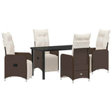 Set da Pranzo per Giardino 5 pcs Marrone polyrattan