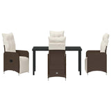 Set da Pranzo per Giardino 5 pcs Marrone polyrattan